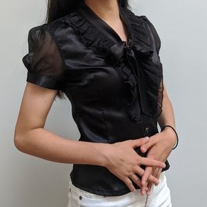 Tie-front ruffle blouse